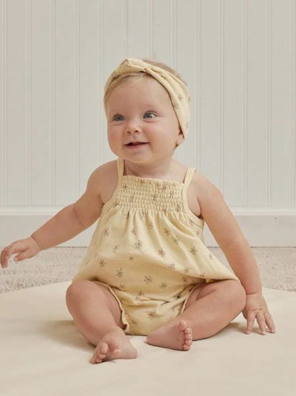 Quincy Mae | Smocked Tank + Bloomer Set Blossom | Size 0-3 Months